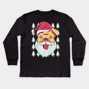 Cute Christmas Pug Kids Long Sleeve T-Shirt